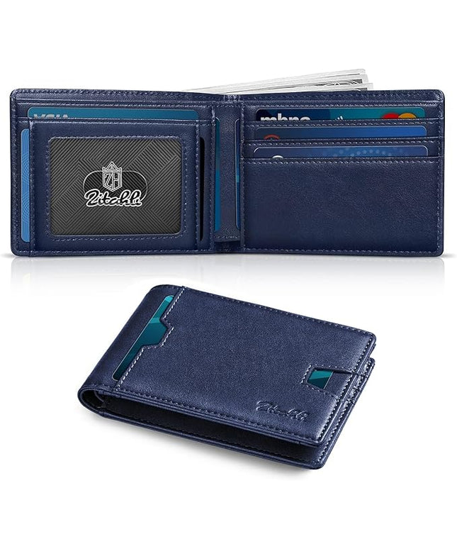 Zitahli Mens-Wallet-Slim-Leather-RFID Blocking Wallet for Men Minimalist Bifold Credit Card Holder with Gift Box