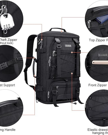 WITZMAN Travel Backpack for Men Convertible Large Carry on Backpack with Shoe Compartment for Airplanes Fit 17 Inch Laptop(B689 Black)