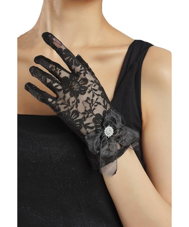 Sahabowi Satin Gloves Formal Bridal Banquet Party Wedding Opera Solid Colorful Mitten For Women
