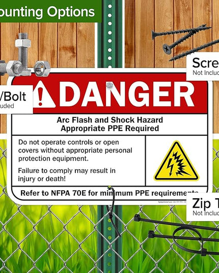 Danger Arc Flash And Shock Hazard Appropriate PPE Required Sign, 12x18 Inches, Rust Free .063 Aluminum, Fade Resistant, Made in USA by My Sign Center