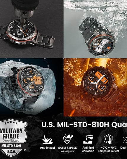 AMAZTIM GPS Smart Watch for Men, 6 Satellite Positioning, Compass, Stainless Steel Body, 50M Waterproof, 470mAh Extra-Large Battery, Answer/Make Call, 1.43" AMOLED Screen, Compatible for Android iOS