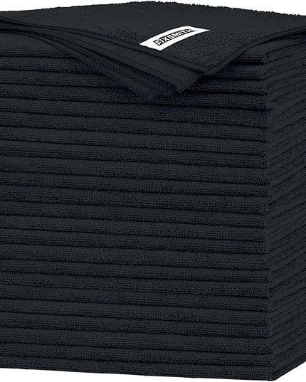 FIXSMITH Black Microfiber Cleaning Cloth -Pack of 24, Highly Absorbent Cleaning Rags, 16"X12" All Purpose Cleaning Towels for Housekeeping, Kitchen, Car, Lint Free and Reusable Microfiber Towels