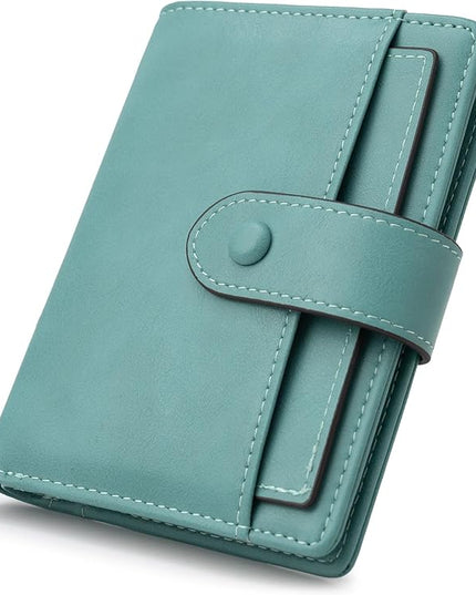 Alldaily Small RFID Blocking Leather Wallet for Women, Bifold with 10 Card Slots and Zipper Pocket (Purist Blue)