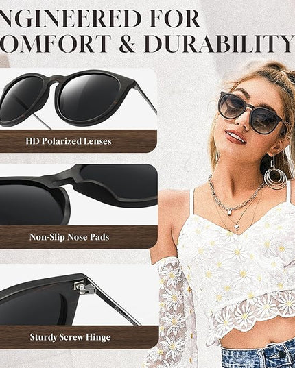 SUNGAIT Premium Vintage Round Sunglasses for Women Men Classic Retro Trendy Style