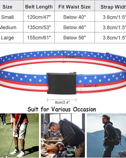 WHIPPY Canvas Web Belt Flip-Top Solid Black Military Buckle Fully Adjustable Mens Webbing Belts Cut To Fit