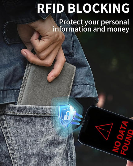 Artpaxy Mens Wallet Bifold Genuine Leather RFID Blocking Wallet for Men with 1 ID Windows 13 Card Holders 2 cash pockets 1 Gift Box