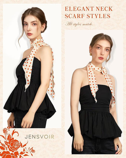 Chiffon Scarf for Women, Removable Flower Neck Scarf Light Soft Fashion Rose Scarves Versatile Headband or Hair Band