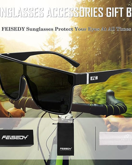 FEISEDY Sunglasses for Women Men, Fashion Mirrored Single Lens, Driving Beach Sunnies UV400 Shades B2996