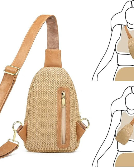 INICAT Faux Straw Crossbody Bags Beach Gifts Valentines Day Her Cruise Ship Essentials Women Summer Small Sling Purses