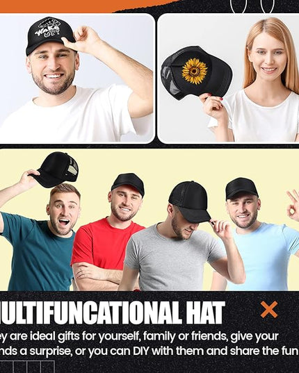 10 Pcs Sublimation Blank Trucker Hats Bulk Mesh Baseball Cap Polyester Mesh Trucker Hat for Men and Women