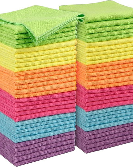 Orighty Microfiber Cleaning Cloth Pack of 60, Microfiber Towels for Cars, Highly Absorbent Car Cleaning Supplies, Lint Free Cloths Clean Rags for Car Care, House, Kitchen, 12x12 inch