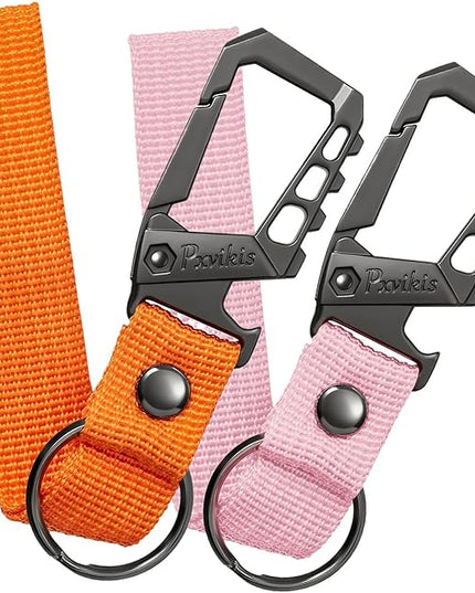 Metal heavy duty key chain carabiner clip bottle opener wrist lanyard ring car key fob unisex for men and women