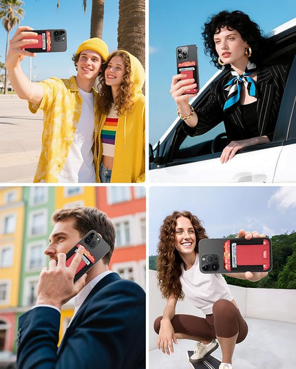 Upgraded for Magsafe Wallet, Strongest Magnetic Wallet for iPhone 17/16/15/14/13/12 Series, Magnetic Card Holder with 2 Card Slots, RFID Blocking, Vegan Leather, Fit 7 Cards, Red