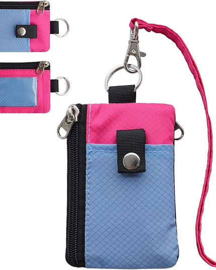 Minimalist RFID Blocking Small Wallet with ID Window,WaterResistant Zip Id Case Wallet with Lanyard Keychain for Cards,Cash,Travel,Women,Men