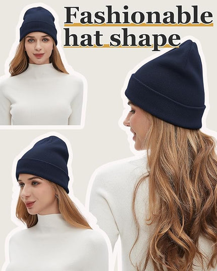 100% Cotton Beanies for Men Women Cotton Hats Soft Warm Unisex Cuffed Plain Skull Hat Autumn Winter Slouchy Knitted Cap