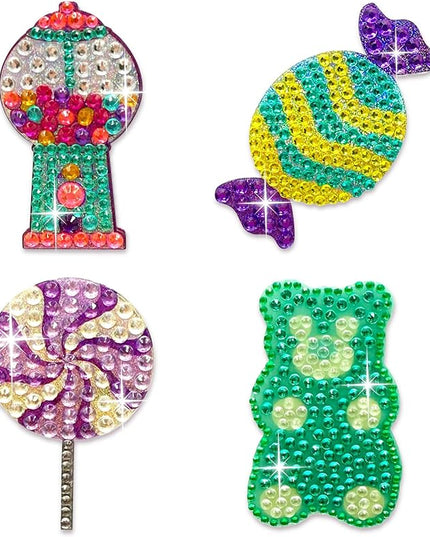 StickerBeans® Rhinestone Stickers - Sweet Tooth 4-Pack, 2” x 2” Unique Sparkly Cut-to-Shape for Collecting, Trading, Decorating Laptops, Phone Cases, Scrapbooks - Kids, Teens, Adults