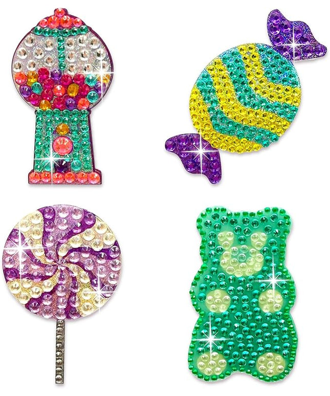 StickerBeans® Rhinestone Stickers - Sweet Tooth 4-Pack, 2” x 2” Unique Sparkly Cut-to-Shape for Collecting, Trading, Decorating Laptops, Phone Cases, Scrapbooks - Kids, Teens, Adults