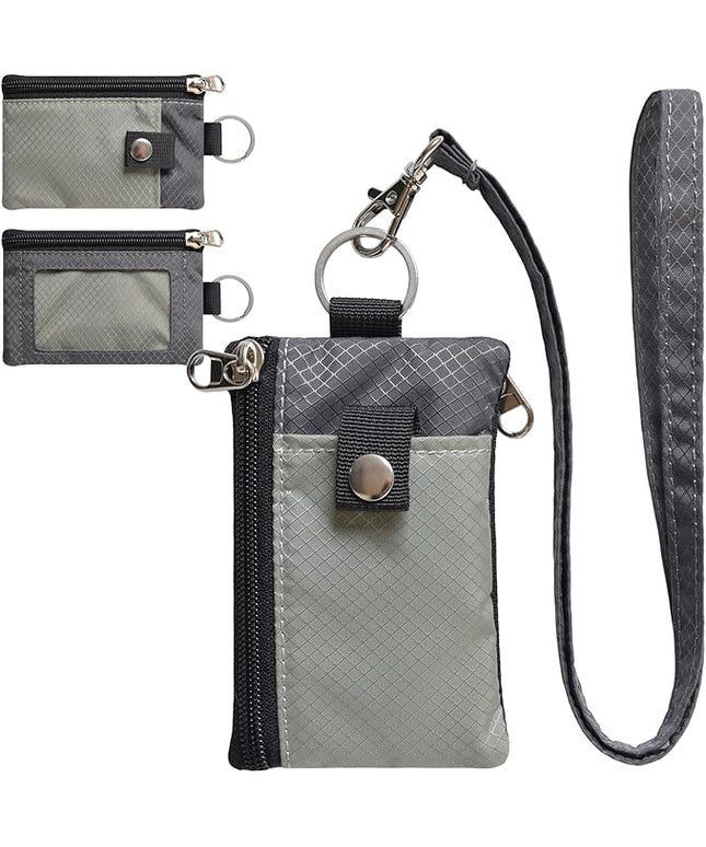 Minimalist RFID Blocking Small Wallet with ID Window,WaterResistant Zip Id Case Wallet with Lanyard Keychain for Cards,Cash,Travel,Women,Men