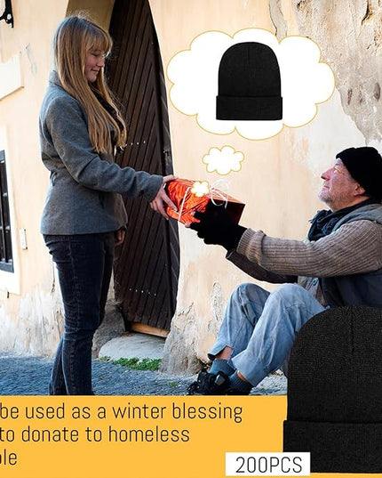 Toulite Bulk Winter Beanies for Homeless Donation Unisex Warm Knitted Beanie Hats Skull Cap