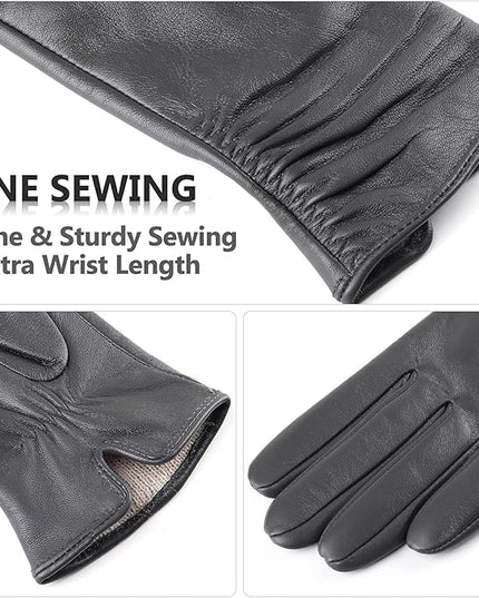 Womens Winter Leather Touchscreen Texting Warm Driving Lambskin Pure Genuine leather Gloves
