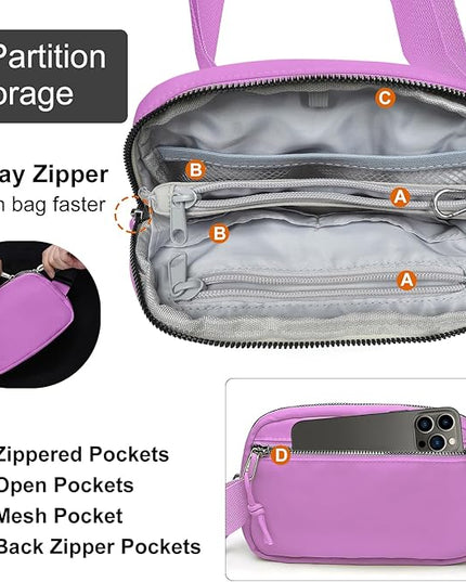 Mini Belt Bag for Women, RFID Small Fanny Pack, Womens Fashion Waist Packs with Extender Strap, Crossbody Bum Bags