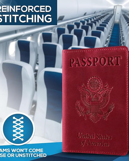 Ciana Passport Holder for Travel – PU Leather Passport Cover and Card Holder for Men & Women – Slim Passport Holder with Card Protector Slot, Travel Must Haves (Burgundy)