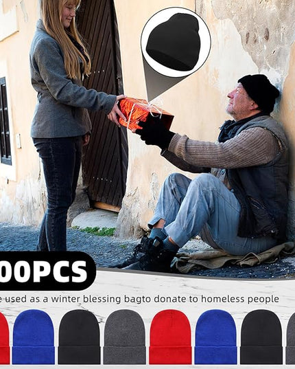 Toulite Bulk Winter Beanies for Homeless Donation Unisex Warm Knitted Beanie Hats Skull Cap