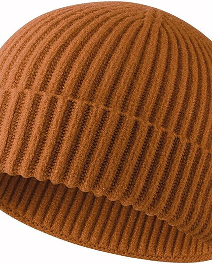 ROYBENS Swag Wool Knit Cuff Short Fisherman Beanie for Men Women, Winter Warm Hats