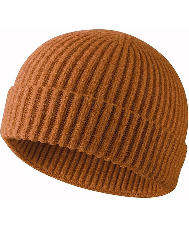 ROYBENS Swag Wool Knit Cuff Short Fisherman Beanie for Men Women, Winter Warm Hats