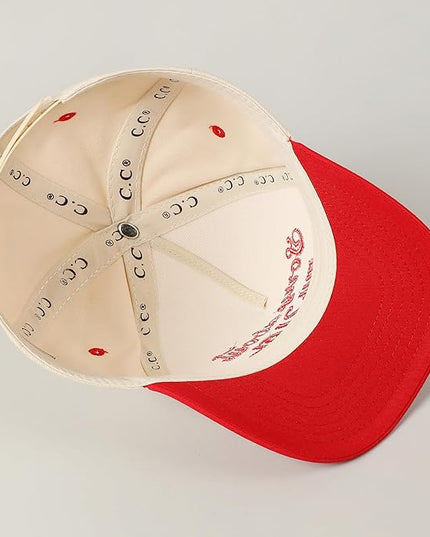 MIRMARU Two-Tone Vintage Canvas Trucker Hats for Men & Women, Adjustable Size Baseball Caps with Trendy Embroidered Design