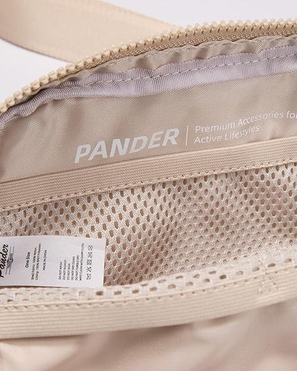 Pander Two Way Zipper Fanny Pack Nylon Everywhere Belt Bag for Women, Water Repellent Waist Packs, Crossbody Bags with Adjustable Strap (Raw Linen).