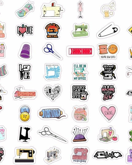 BulbaCraft Sewing Stickers for Water Bottle and Laptop - Tailor Party Supplies & Decorations, Waterproof Vinyl Crafting Decals, Sewing and Needlework Stickers Laptop Decals, Gifts for Women & Men