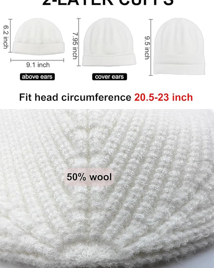 vidsel Thin Wool Fisherman Beanie Hat for Men Women Fall Winter,Short Knit Cuffed Fashion Trawler Skull Cap,Watch Cap