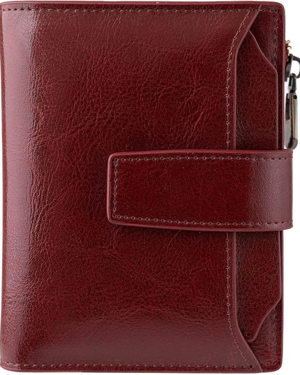 Bveyzi Women's Small Leather RFID Blocking Bifold Zipper Pocket Wallet Ladies Credit Card Slots Purse with id Window