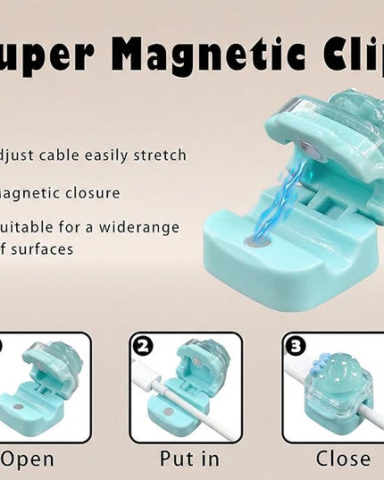 9Pack Magnetic Cable Clips for Nightstand, Adhesive Night-Glowing Cord Holder Organizer for Office Home Desk Wall Car (Blue,Strawberry)