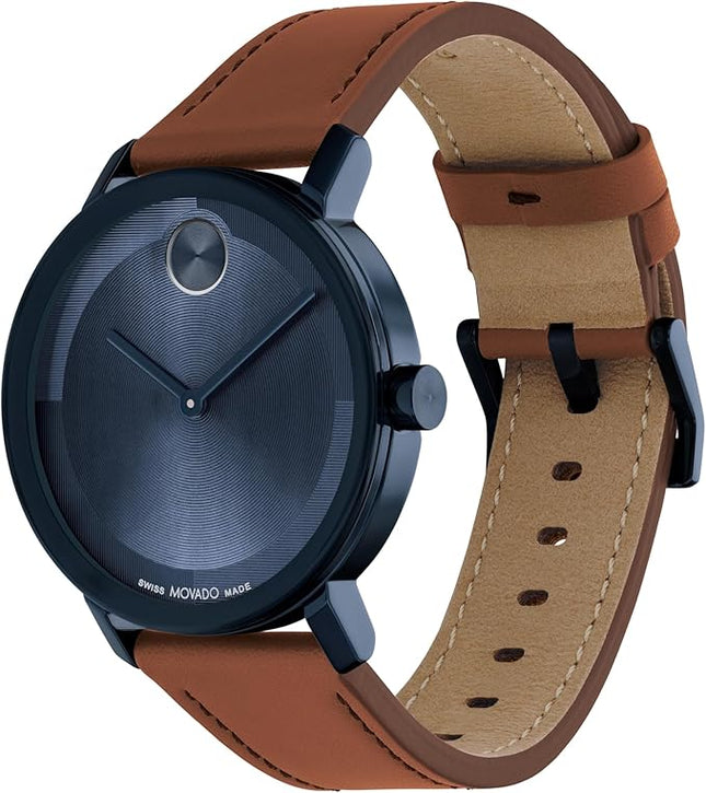Movado Bold Evolution 2.0 Men's Watch - Swiss Quartz Movement, Nappa Leather Strap - 3 ATM Water Resistance - Luxury Fashion Timepiece for Him - 40mm