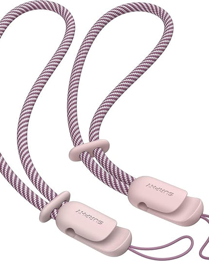 SURPHY 2 Pack Phone Lanyard for Cellphone Case, Phone Wrist Strap for Case, Cellphone Strap with 2-Color Braided, Charm Wrist Lanyard for Women and Men, Cellphone Wrist Lanyard for Women, Pink & Pink