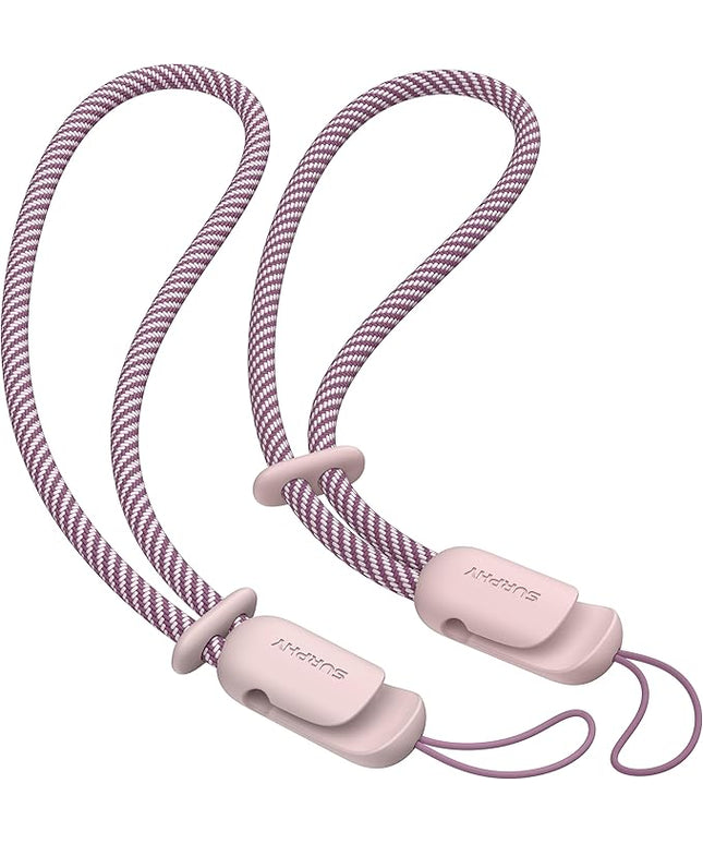 SURPHY 2 Pack Phone Lanyard for Cellphone Case, Phone Wrist Strap for Case, Cellphone Strap with 2-Color Braided, Charm Wrist Lanyard for Women and Men, Cellphone Wrist Lanyard for Women, Pink & Pink