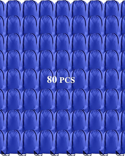 KUUQA 80Pcs Blue Drawstring Backpack Bag Sack Drawstring Bags Bulk String Bags Storage Bags for Sport Gym Traveling