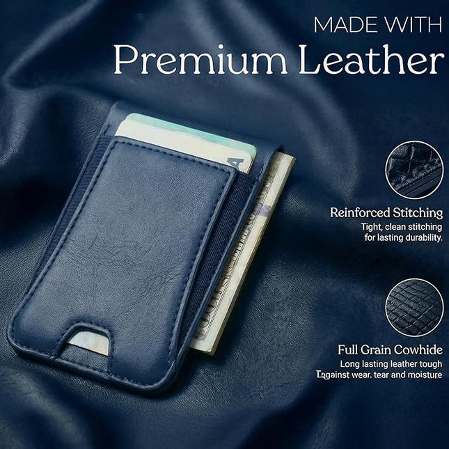 Genuine Leather Magsafe Wallet,10 Card Holder With Stand, Slim Magnetic Wallet Mag Safe for iPhone,Compatible With iPhone 17/16/15/14/13/12 Series and Selected Samsung Devices Apple Accessories, Blue