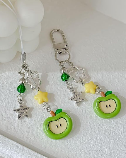 2PCS Cute Phone Charms Aesthetic Y2k Pink Guitar Strawberry Star Phone Straps Key Chains for Keys Bags Camera