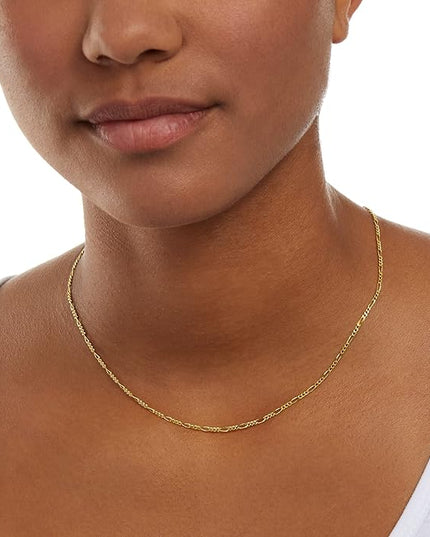 Amazon Essentials 14k Gold or Sterling Silver Plated Figaro Chain Necklace