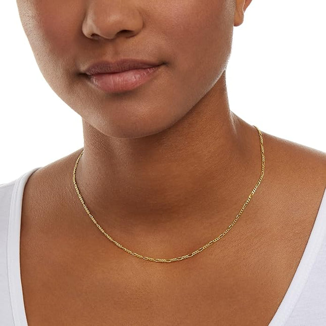 Amazon Essentials 14k Gold or Sterling Silver Plated Figaro Chain Necklace