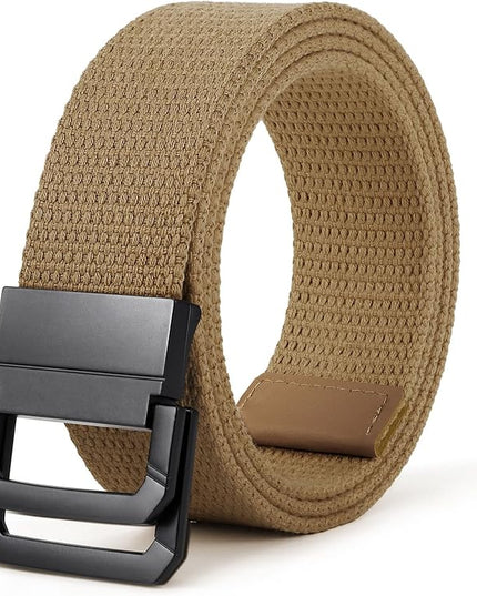 SANSTHS Canvas Belt with Double Ring Buckle, Fabric Web Belt for Women Men Double Ring for Outdoor & Casual Wear