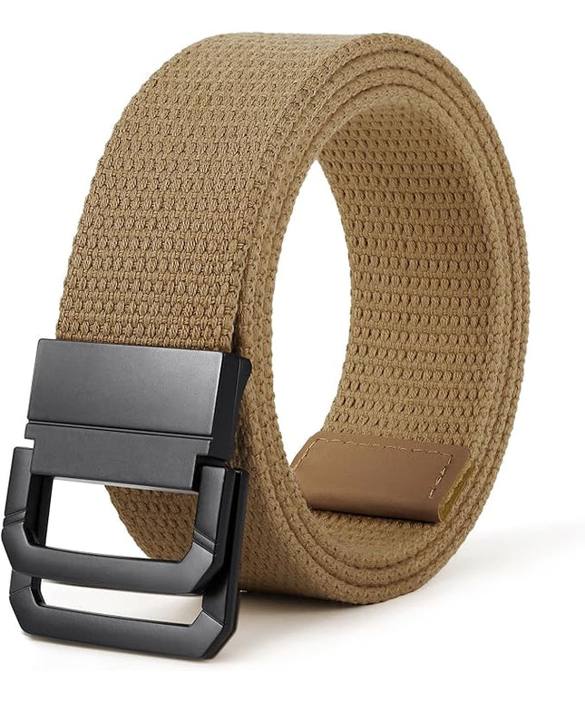 SANSTHS Canvas Belt with Double Ring Buckle, Fabric Web Belt for Women Men Double Ring for Outdoor & Casual Wear
