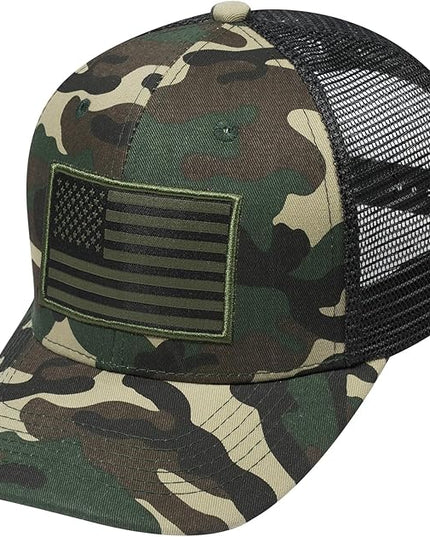 AURR American Flag Trucker Hat, Patriotic Baseball Cap for Men & Women, Breathable Mesh Adjustable Snapback, USA Flag Patch