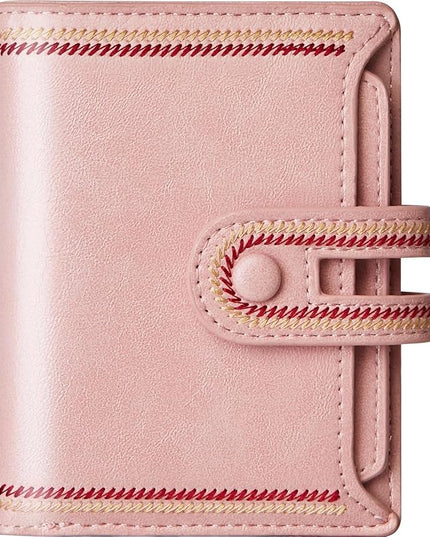 TFKGS Small Wallet for Women Vegan Leather RFID Blocking Bifold Compact Credit Card Holder with Zipper Coin Pocket Pink