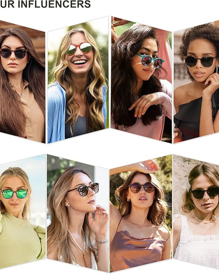 SOJOS Small Round Classic Polarized Sunglasses for Women Men Vintage Style UV400 Lens MAY SJ2113