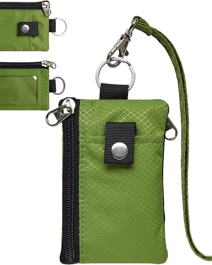 Minimalist RFID Blocking Small Wallet with ID Window,WaterResistant Zip Id Case Wallet with Lanyard Keychain for Cards,Cash,Travel,Women,Men