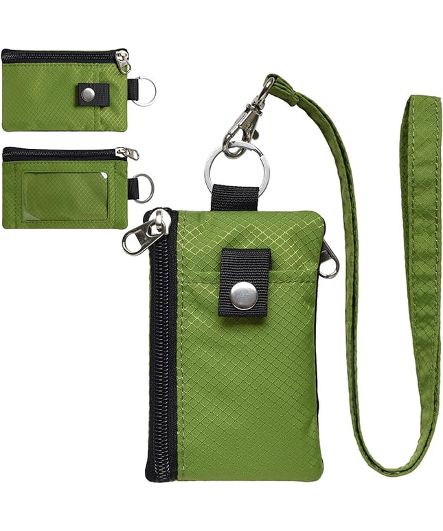 Minimalist RFID Blocking Small Wallet with ID Window,WaterResistant Zip Id Case Wallet with Lanyard Keychain for Cards,Cash,Travel,Women,Men